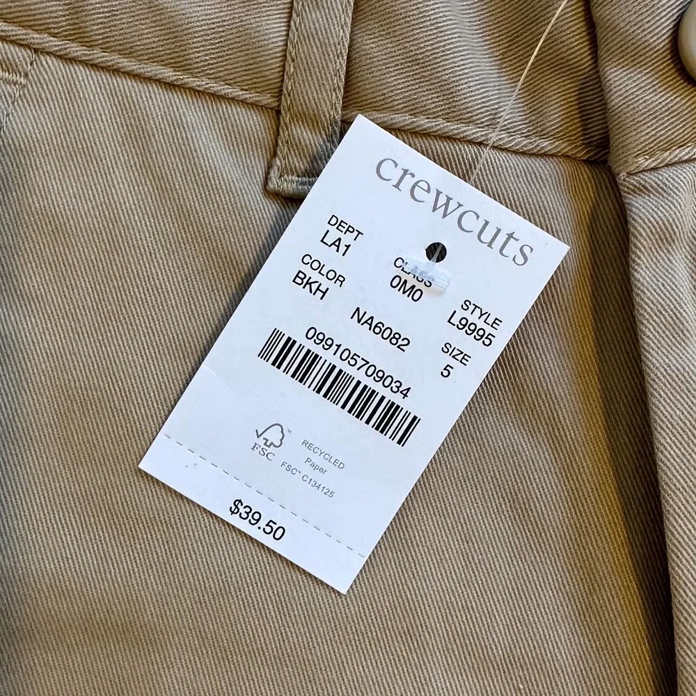 Nwt Crewcuts Boys' Stretch Stanton Short Chino Khaki Size 5
